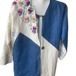 HAND made vintage jacket/coat patched work with satin lining oversized large